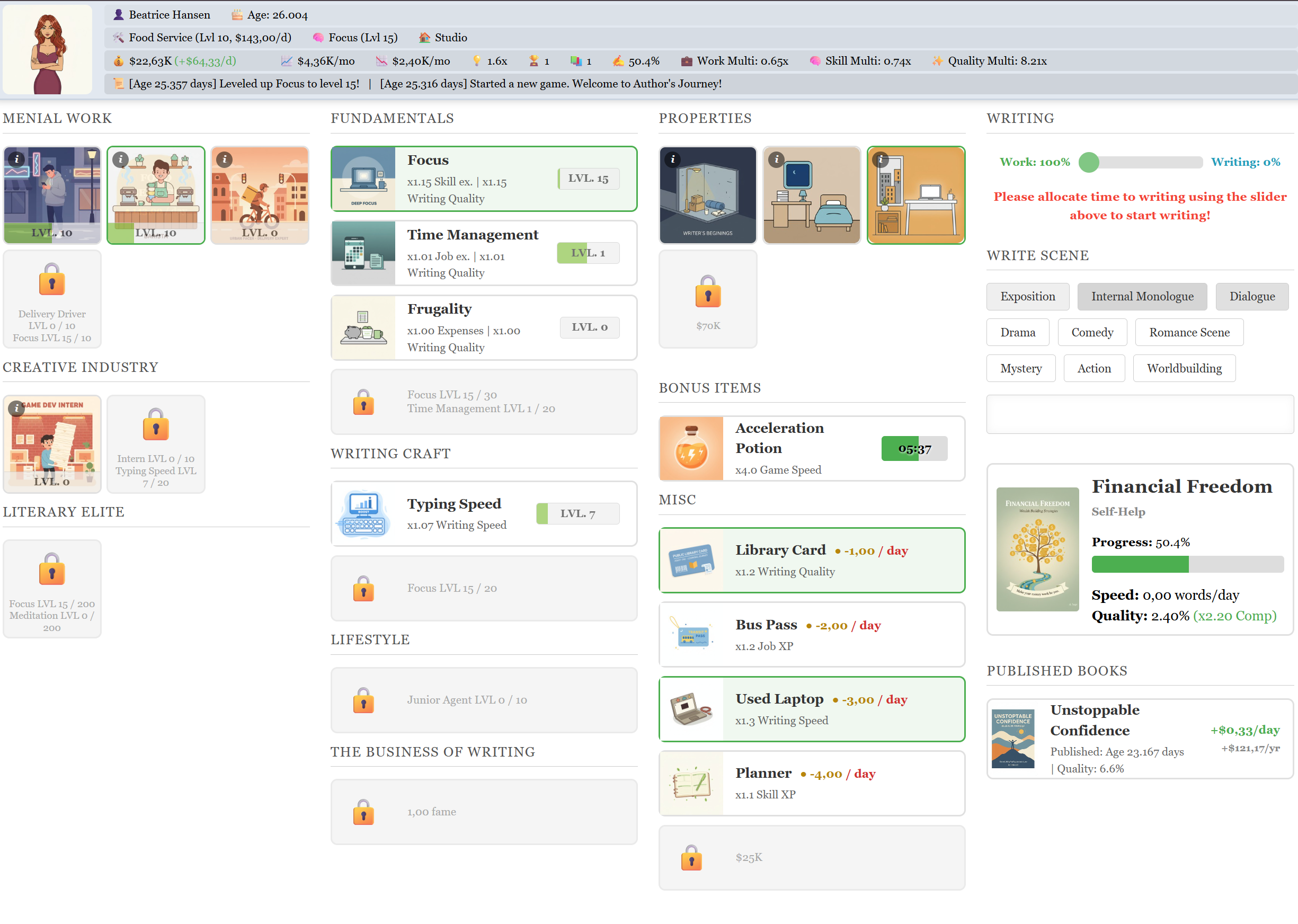 Screenshot of Author's Journey
