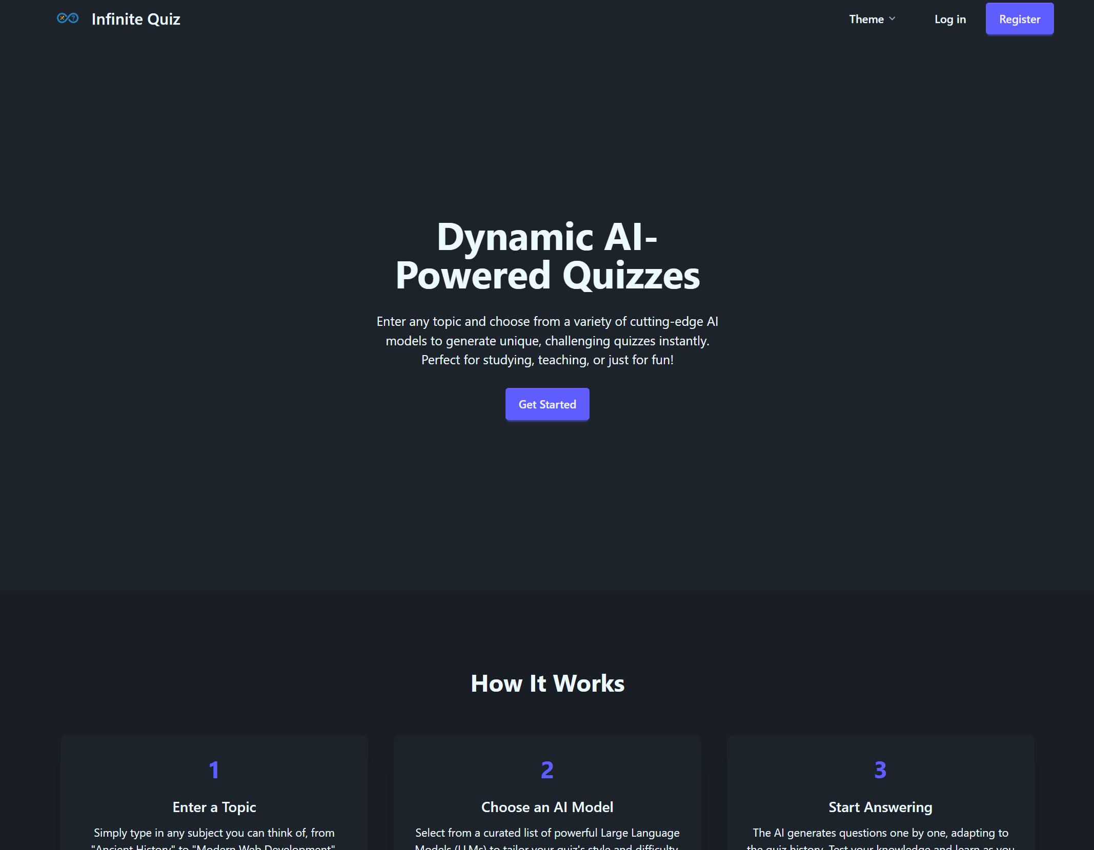 Screenshot of Infinite Quiz