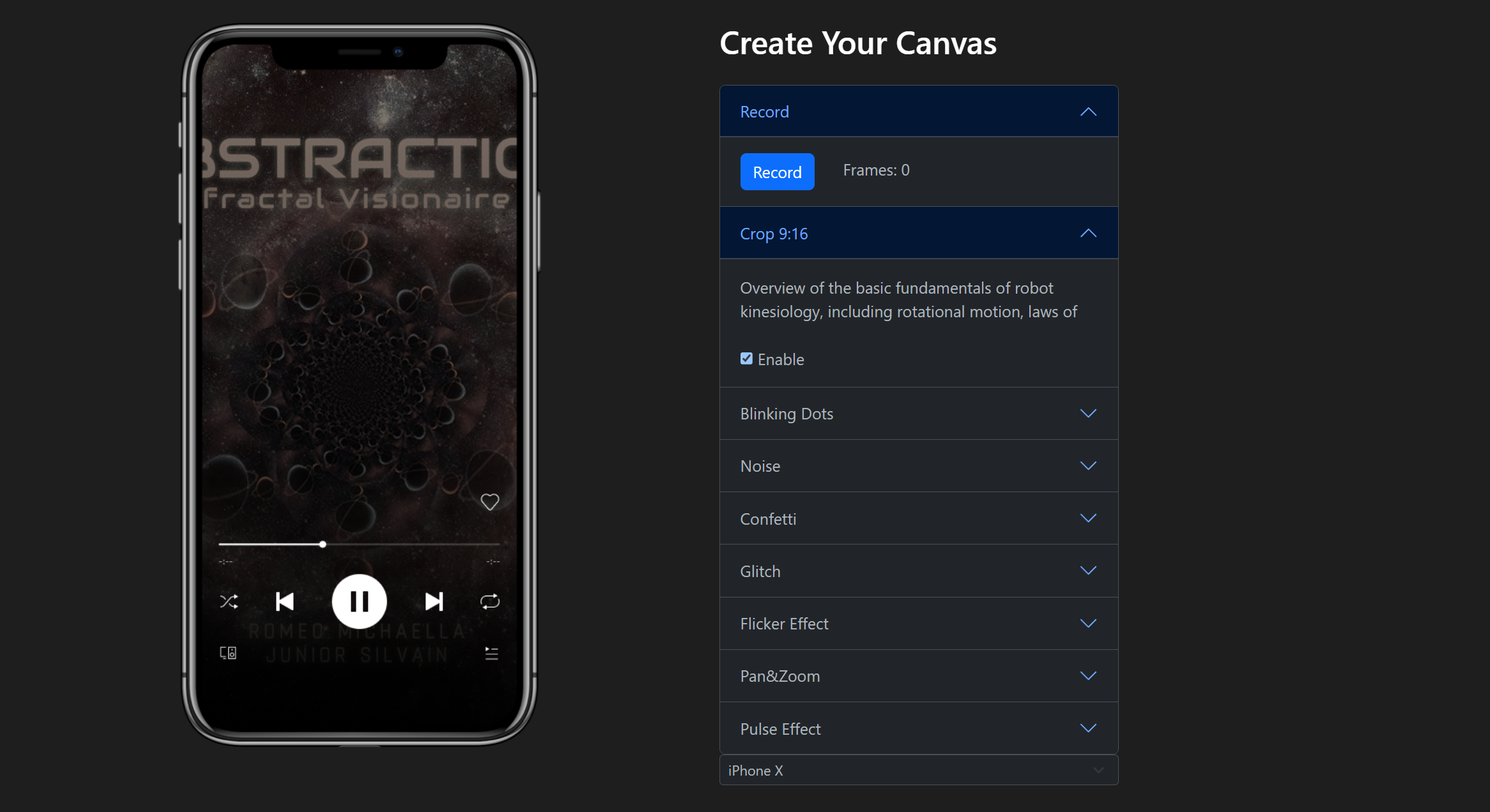 Screenshot of Spotify Canvas Maker
