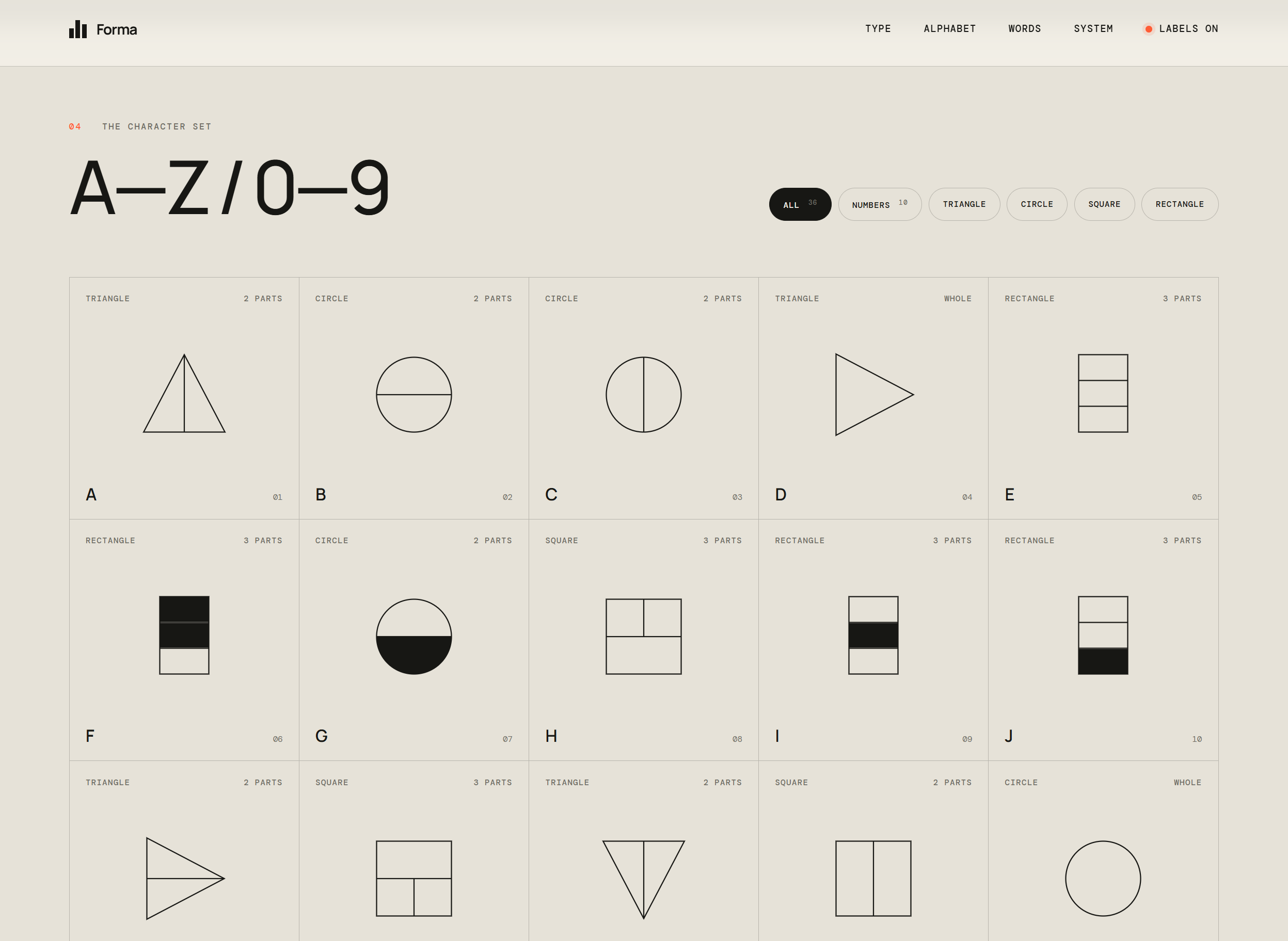 Screenshot of Forma - A Symbolic Alphabet