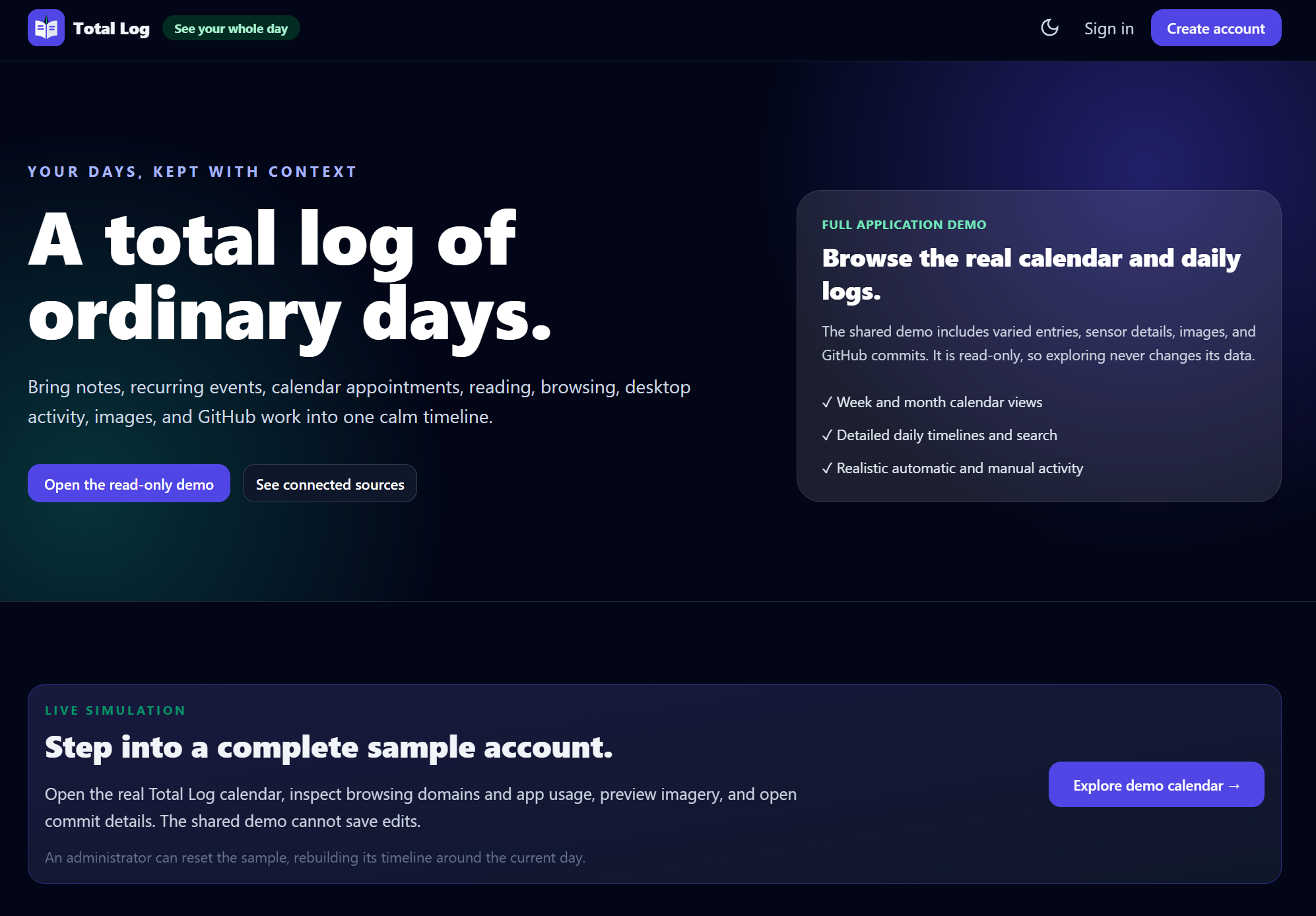 Screenshot of Total Log